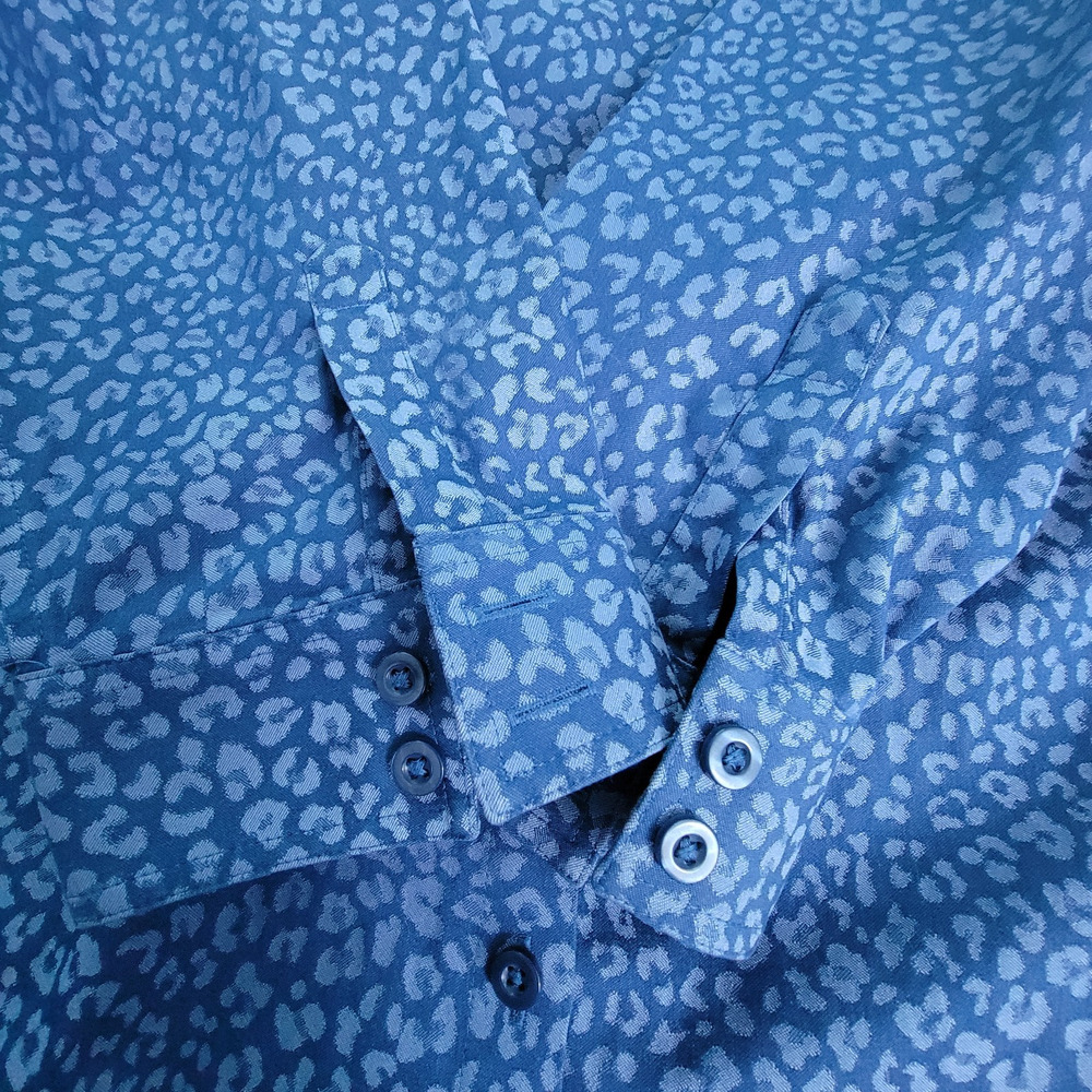 Chicos Womens 4 Blue Long Sleeve Coolmax No Iron Stretch Shirt Dress - Picture 9 of 12